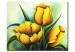 Canvas Tulips (1-piece) - Bouquet of flowers on a green-toned background 48655