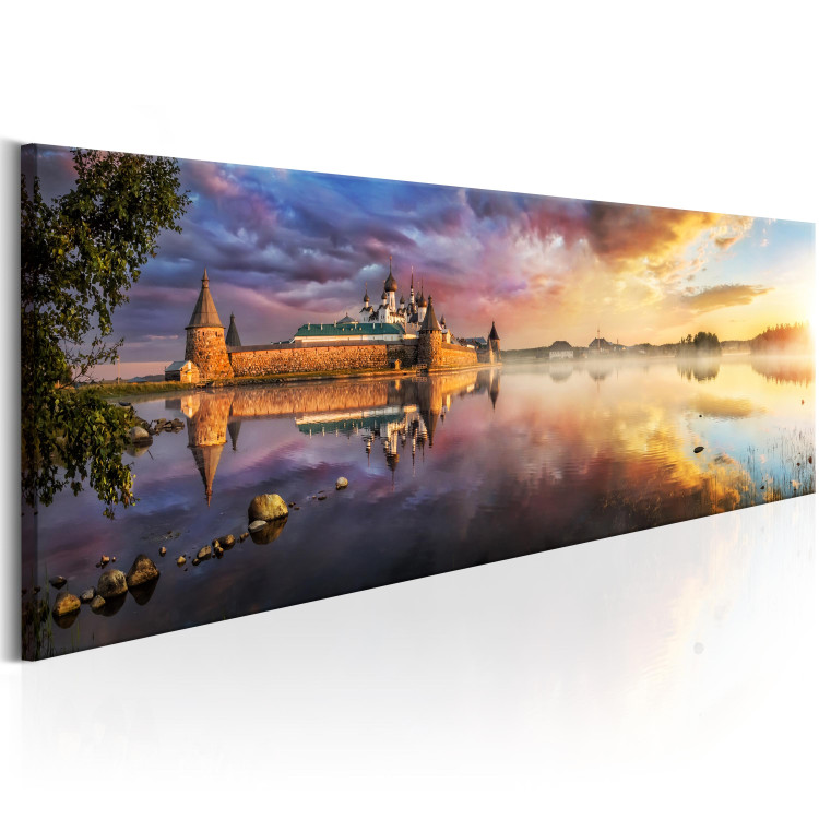 Canvas Sunrise over Temple (1-part) - Landscape of Colorful Lake 94955 additionalImage 2