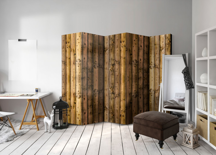 Room Divider Screen Country Cottage II - natural texture with brown wooden planks 95255 additionalImage 4