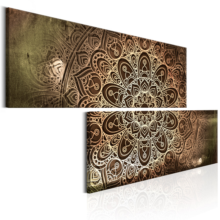 Canvas Art Print Mandala: Silence - Oriental Patterns in Zen Motif with Brown Accent 97555 additionalImage 2