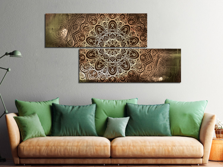 Canvas Art Print Mandala: Silence - Oriental Patterns in Zen Motif with Brown Accent 97555 additionalImage 3