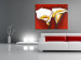 Canvas Art Print Charming Duo - Hand-painted Two White Calla Lilies on Red Background 97855 additionalThumb 2