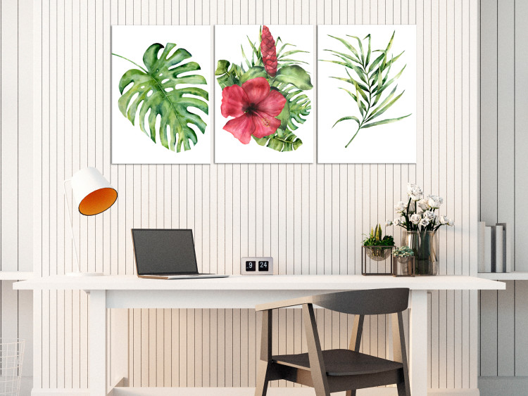 Canvas Red Hibiscus (3 Parts) 108565 additionalImage 3