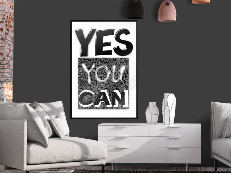 Poster Yes you can - black and white composition with texts on a patterned background 116365 additionalImage 5