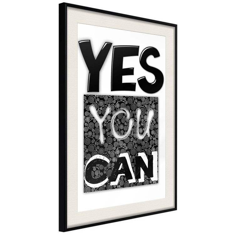 Poster Yes you can - black and white composition with texts on a patterned background 116365 additionalImage 3