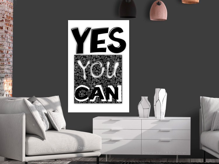 Poster Yes you can - black and white composition with texts on a patterned background 116365 additionalImage 23