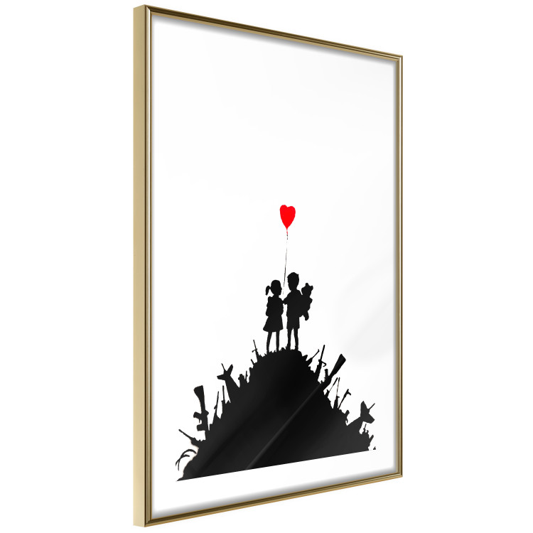 Wall Poster Battlefield - black and white composition with a pair of children and a heart-shaped balloon 118765 additionalImage 8