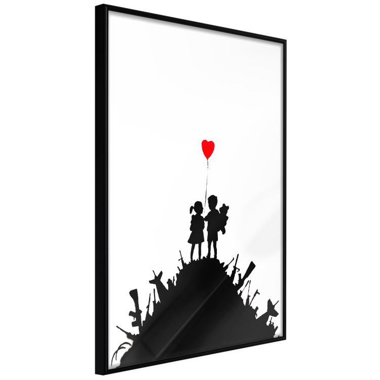 Wall Poster Battlefield - black and white composition with a pair of children and a heart-shaped balloon 118765 additionalImage 10