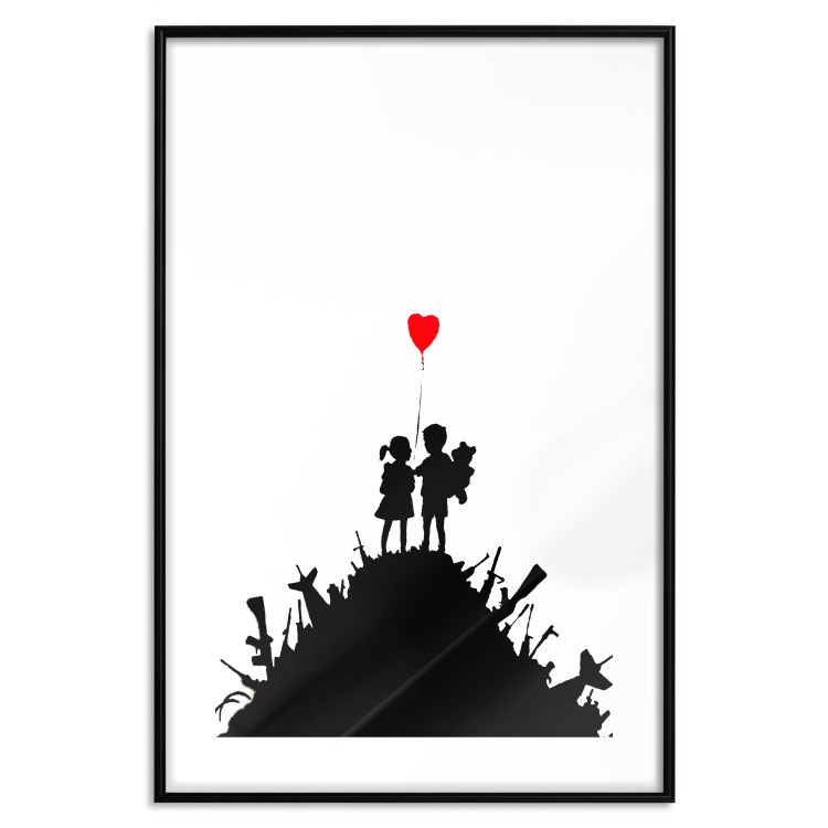 Wall Poster Battlefield - black and white composition with a pair of children and a heart-shaped balloon 118765 additionalImage 15