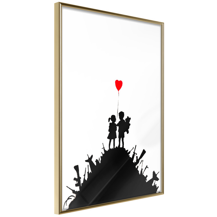 Wall Poster Battlefield - black and white composition with a pair of children and a heart-shaped balloon 118765 additionalImage 14