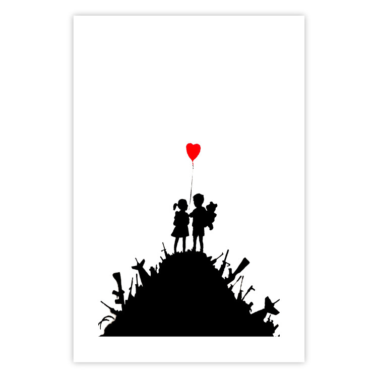 Wall Poster Battlefield - black and white composition with a pair of children and a heart-shaped balloon 118765 additionalImage 19