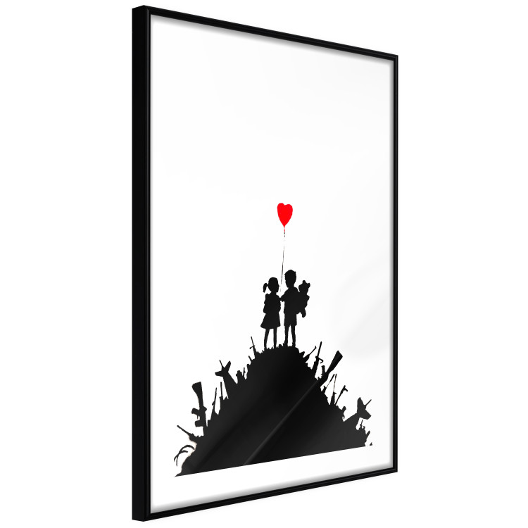 Wall Poster Battlefield - black and white composition with a pair of children and a heart-shaped balloon 118765 additionalImage 11