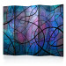 Folding Screen Wavy Stained Glass II - patterned texture of black waves on a colorful background 122365