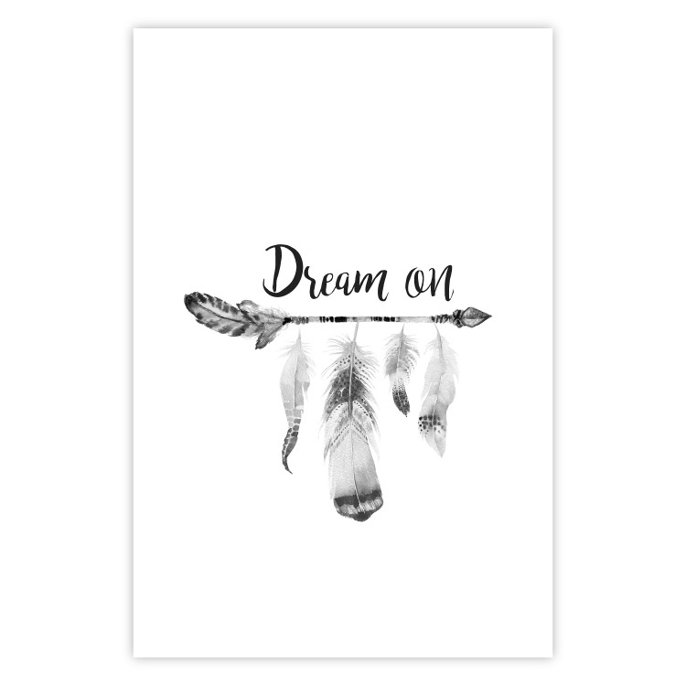 Poster Dream On - black English text above feathers hanging on an arrow 123365 additionalImage 25