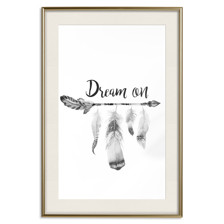 Poster Dream On - black English text above feathers hanging on an arrow 123365 additionalImage 19