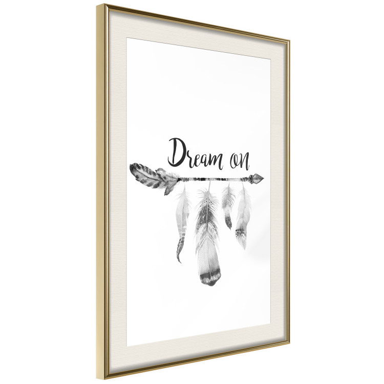 Poster Dream On - black English text above feathers hanging on an arrow 123365 additionalImage 2