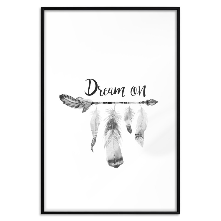 Poster Dream On - black English text above feathers hanging on an arrow 123365 additionalImage 17