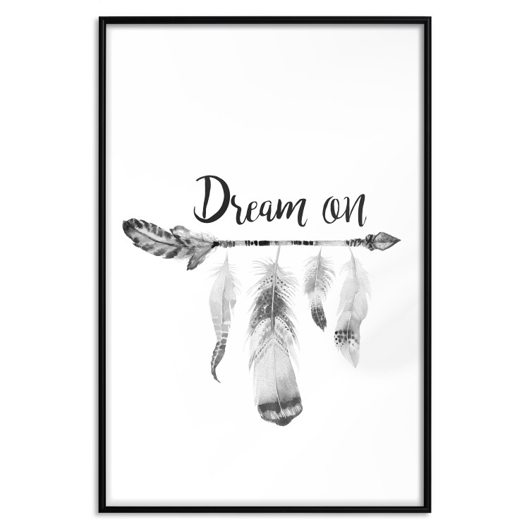 Poster Dream On - black English text above feathers hanging on an arrow 123365 additionalImage 24