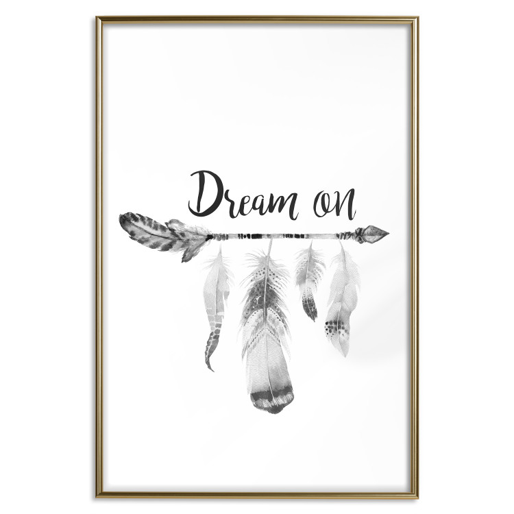 Poster Dream On - black English text above feathers hanging on an arrow 123365 additionalImage 16
