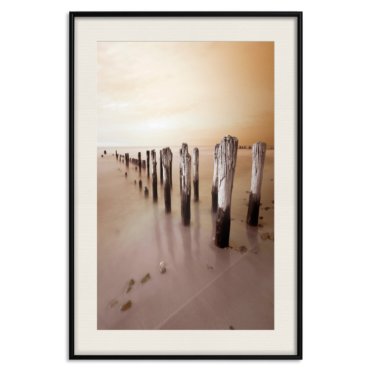 Poster Autumnal Ebb - beach and sea landscape against sunset backdrop 123765 additionalImage 18