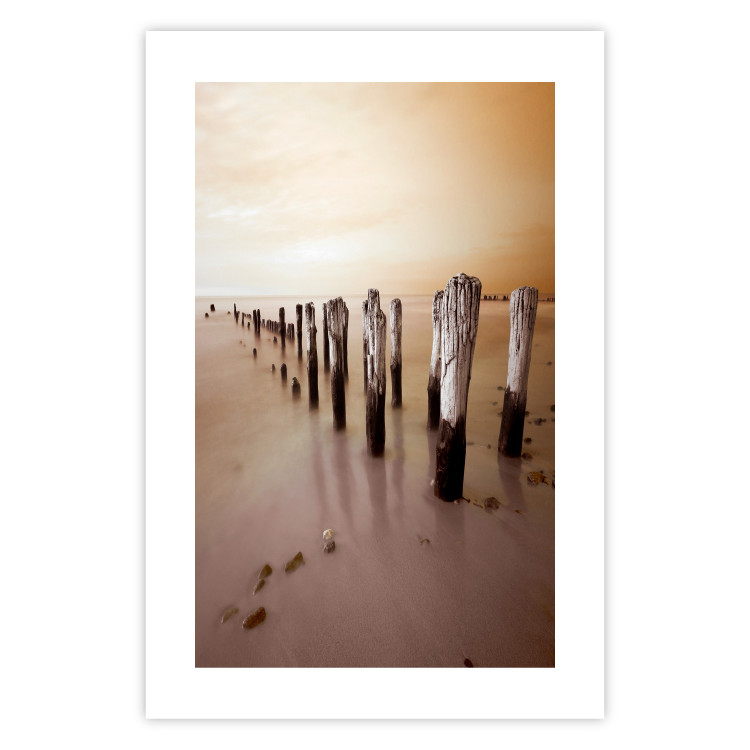 Poster Autumnal Ebb - beach and sea landscape against sunset backdrop 123765 additionalImage 19