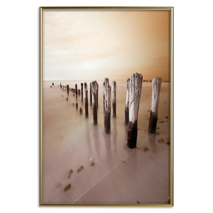 Poster Autumnal Ebb - beach and sea landscape against sunset backdrop 123765 additionalImage 20