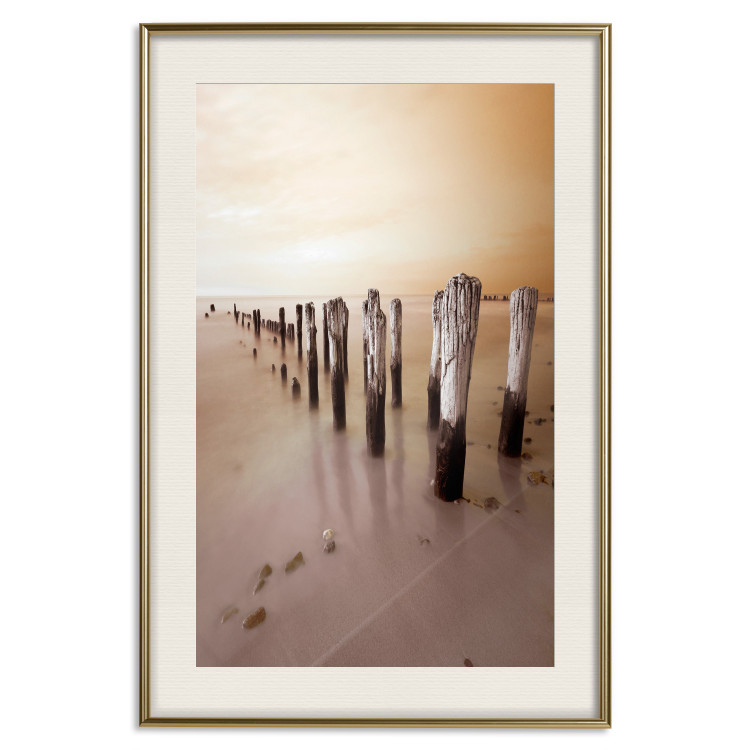 Poster Autumnal Ebb - beach and sea landscape against sunset backdrop 123765 additionalImage 19