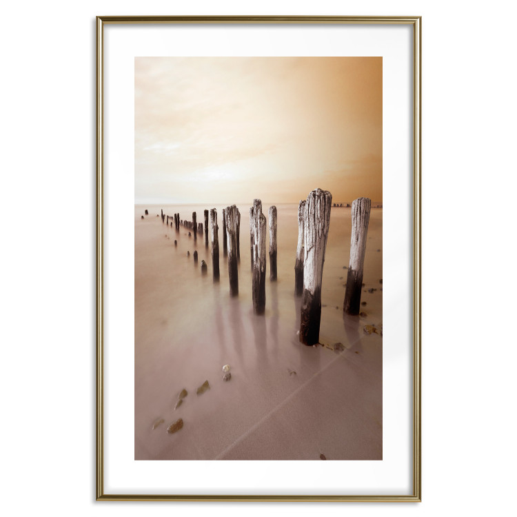 Poster Autumnal Ebb - beach and sea landscape against sunset backdrop 123765 additionalImage 14