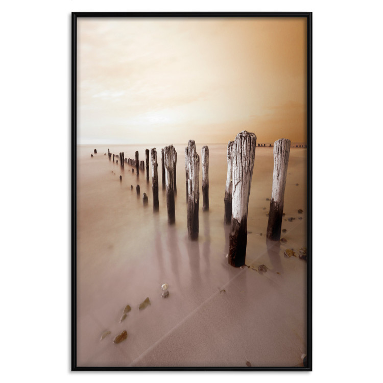 Poster Autumnal Ebb - beach and sea landscape against sunset backdrop 123765 additionalImage 24