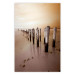 Poster Autumnal Ebb - beach and sea landscape against sunset backdrop 123765