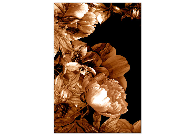 Canvas Print Autumn bouquet on black background - flowers in sepia 123865