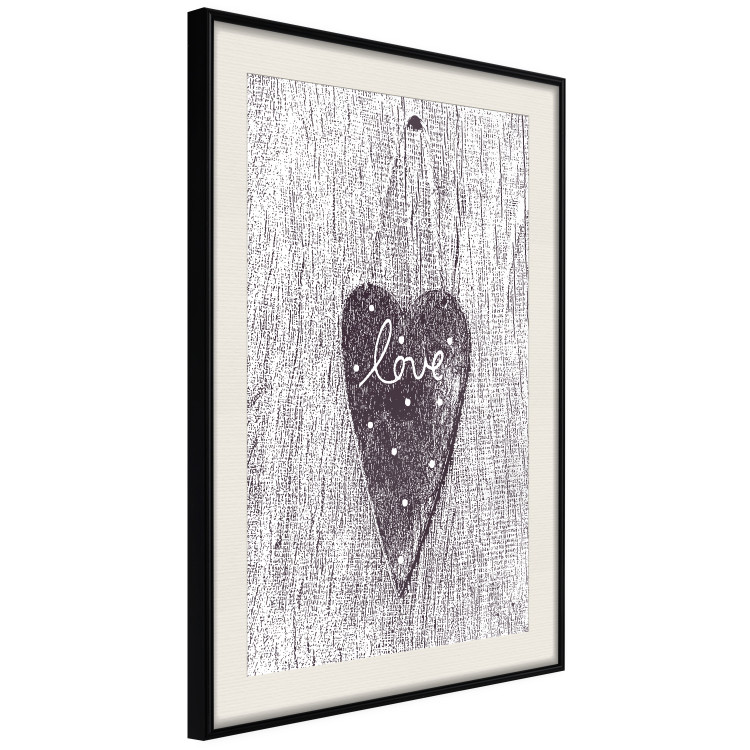 Poster Cutout Love - heart with "love" inscription on black and white wood texture 123965 additionalImage 3