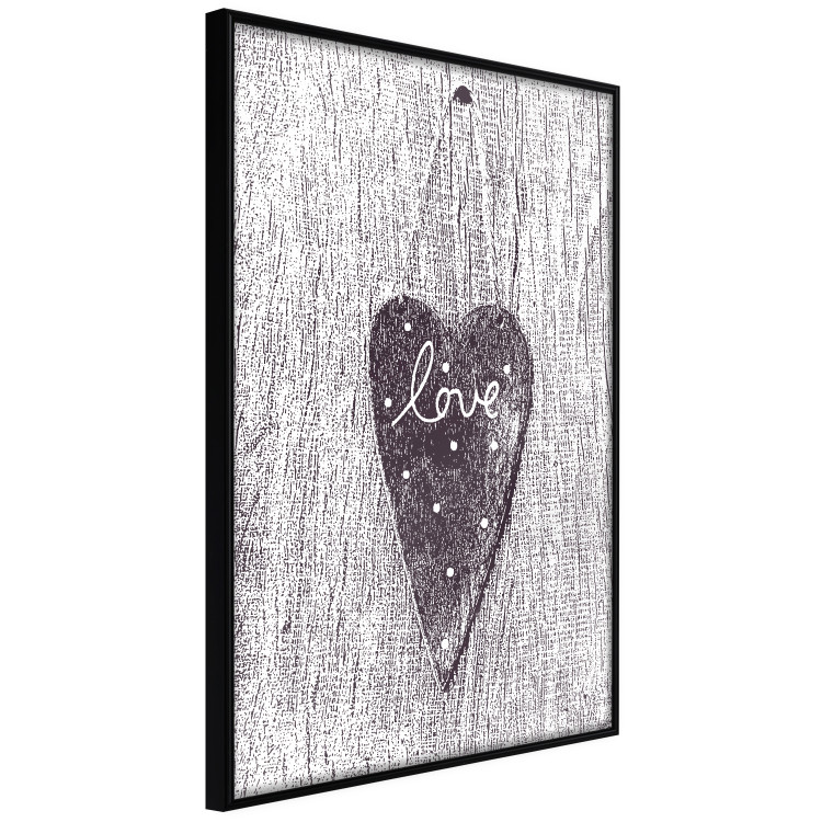 Poster Cutout Love - heart with "love" inscription on black and white wood texture 123965 additionalImage 12