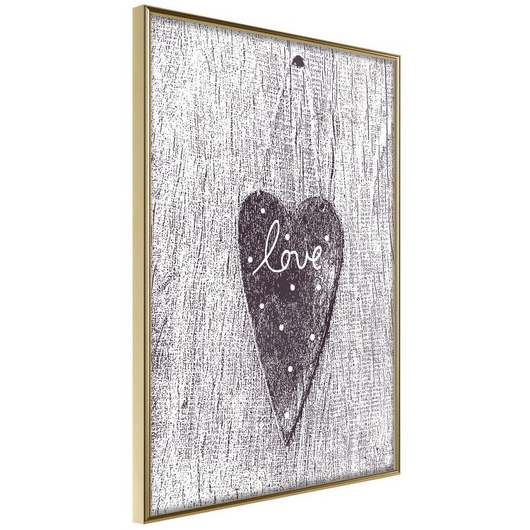 Poster Cutout Love - heart with "love" inscription on black and white wood texture 123965 additionalImage 14