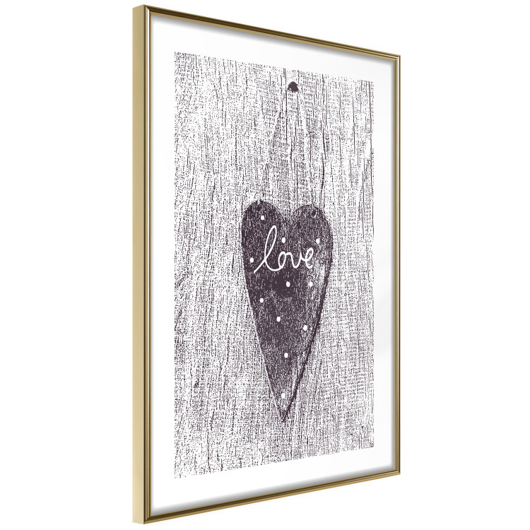 Poster Cutout Love - heart with "love" inscription on black and white wood texture 123965 additionalImage 8