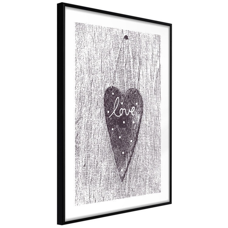 Poster Cutout Love - heart with "love" inscription on black and white wood texture 123965 additionalImage 11
