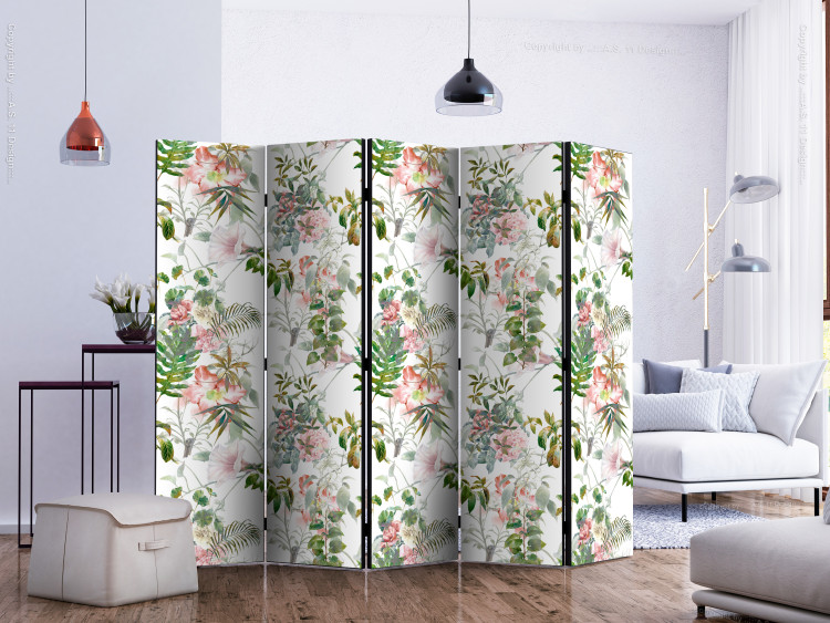 Room Separator Beautiful Garden II (5-piece) - tropical floral pattern 124065 additionalImage 2