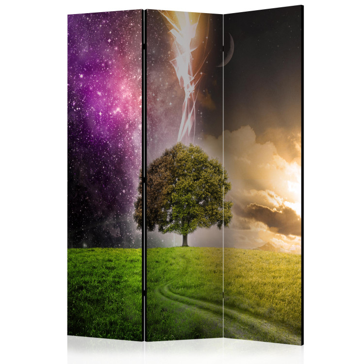 Room Divider Screen Magical Tree (3-piece) - colorful fantasy against the night sky 124165