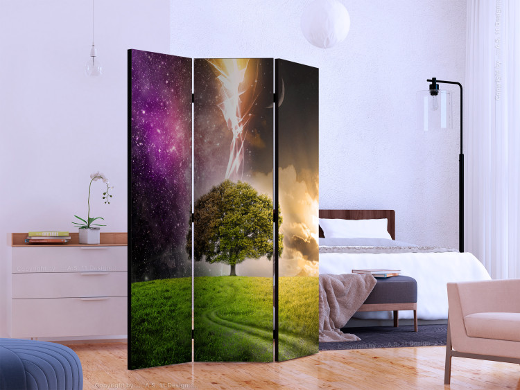Room Divider Screen Magical Tree (3-piece) - colorful fantasy against the night sky 124165 additionalImage 2