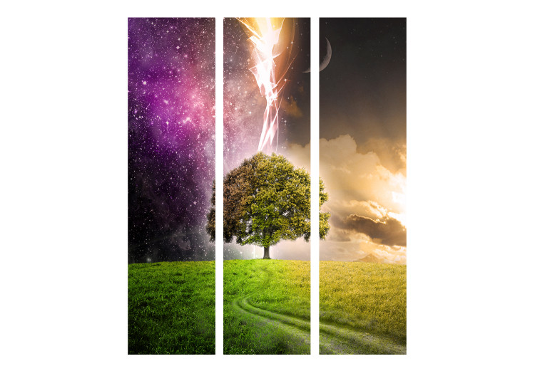 Room Divider Screen Magical Tree (3-piece) - colorful fantasy against the night sky 124165 additionalImage 3