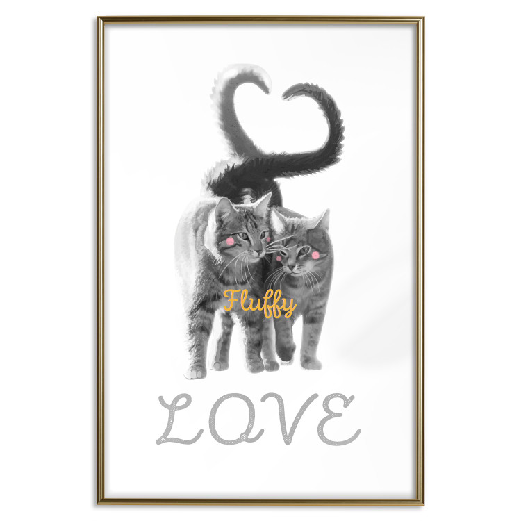 Poster Fluffy Love - gray cats and English text on a white background 125265 additionalImage 16