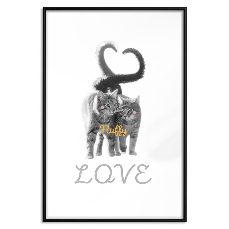 Poster Fluffy Love - gray cats and English text on a white background 125265 additionalImage 15
