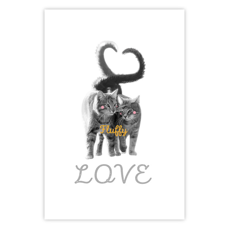 Poster Fluffy Love - gray cats and English text on a white background 125265 additionalImage 19