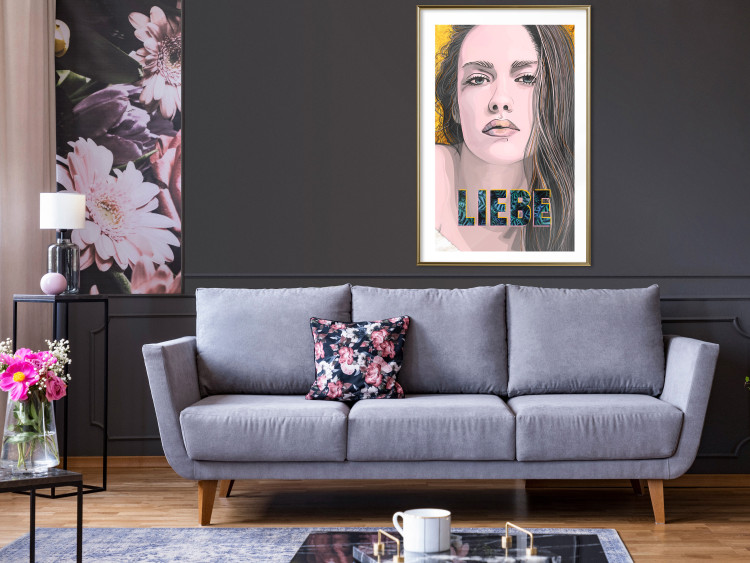 Poster Liebe - dark German text "love" on a portrait of a woman 125365 additionalImage 13