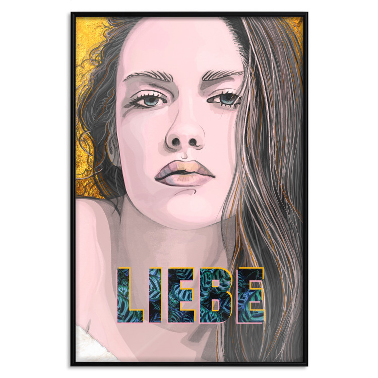 Poster Liebe - dark German text "love" on a portrait of a woman 125365 additionalImage 18