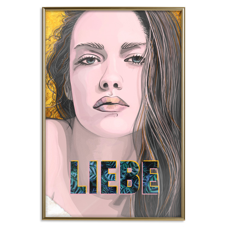 Poster Liebe - dark German text "love" on a portrait of a woman 125365 additionalImage 16