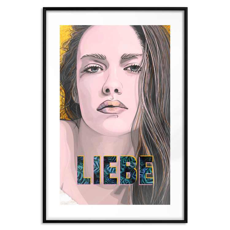 Poster Liebe - dark German text "love" on a portrait of a woman 125365 additionalImage 17