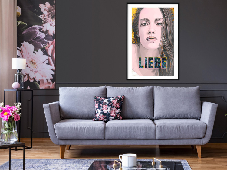 Poster Liebe - dark German text "love" on a portrait of a woman 125365 additionalImage 4