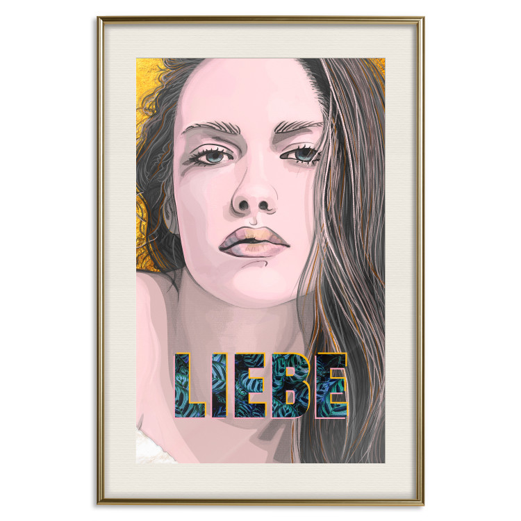 Poster Liebe - dark German text "love" on a portrait of a woman 125365 additionalImage 19