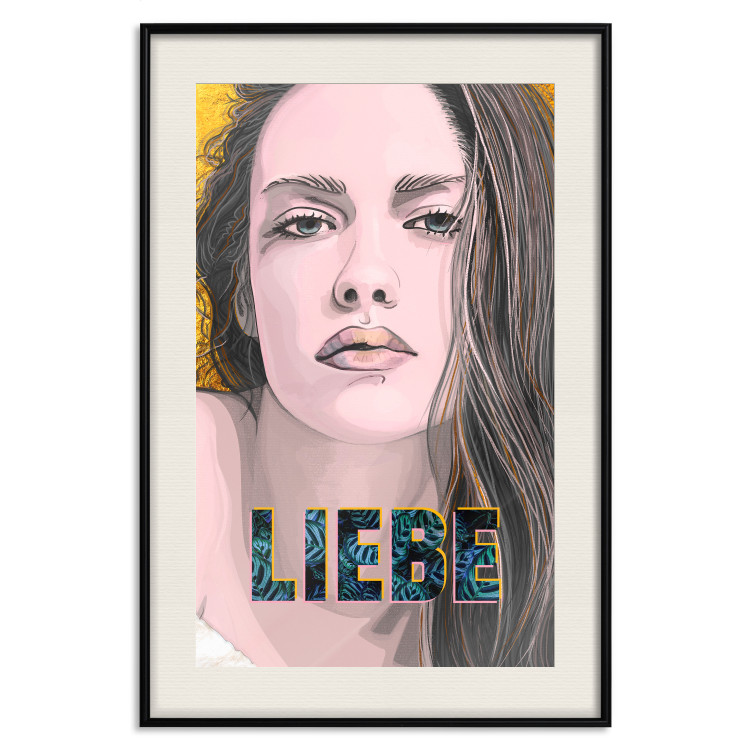 Poster Liebe - dark German text "love" on a portrait of a woman 125365 additionalImage 18